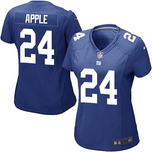 Nike Giants #24 Eli Apple Royal Blue Team Color Women's Stitched NFL Elite Jersey